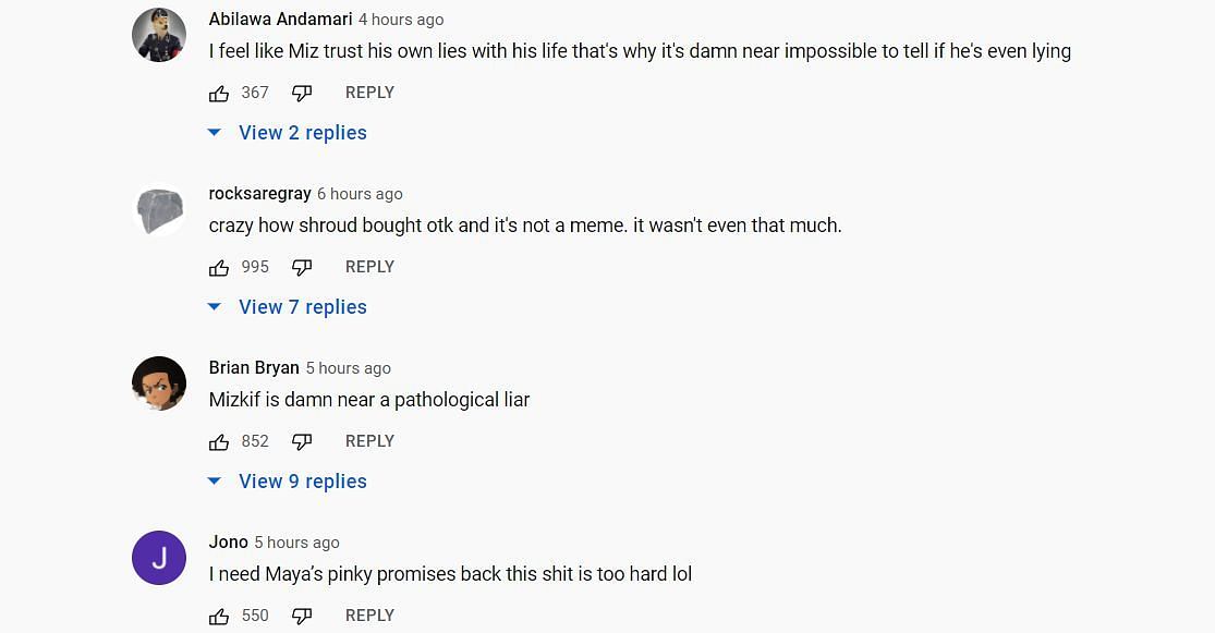 Fans talking about Mizkif&#039;s lying skills (Image via World of Twitch on YouTube)