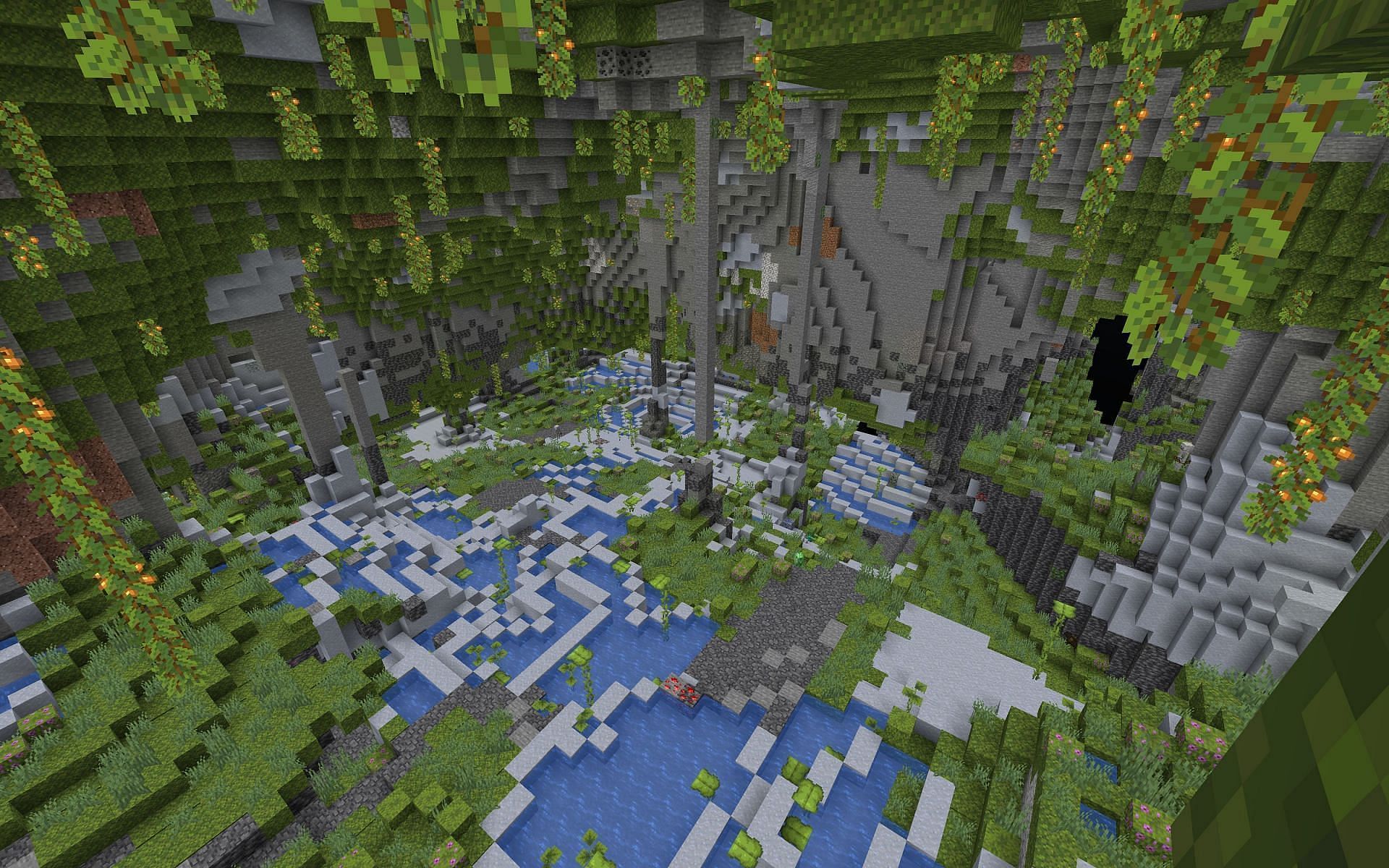Lush caves are one of many biomes implemented in Minecraft this year (Image via Mojang)