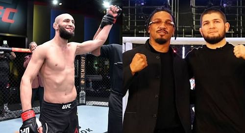 Khamzat Chimaev (left) has been unbeaten in the UFC so far