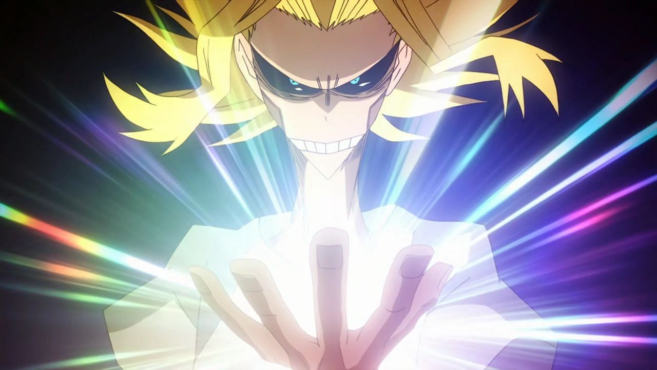 All Might and a visualization of his quirk, One for All. (Image via Studio Bones)