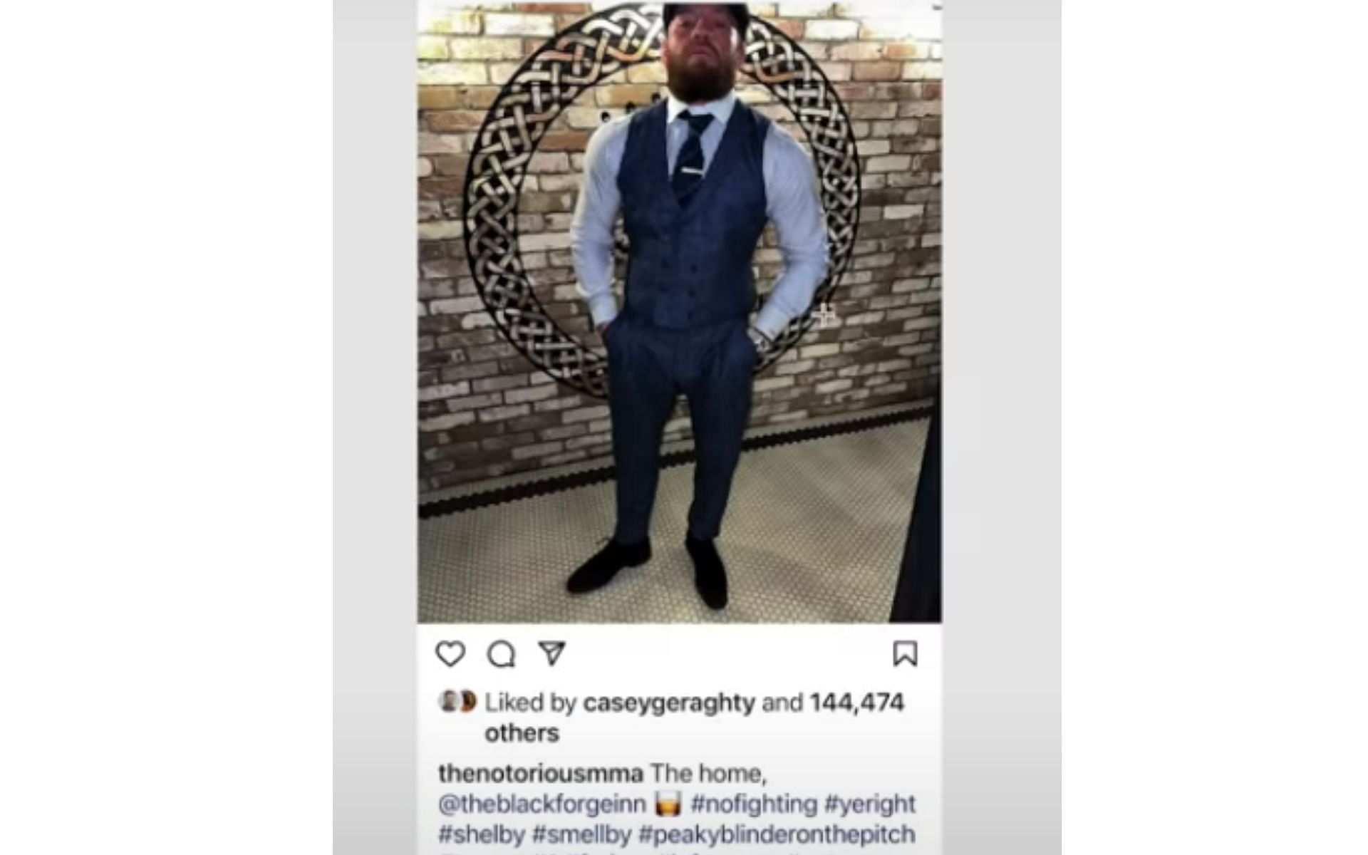 Screenshot of Conor McGregor's initial post on Instagram mentioning Sean Shelby