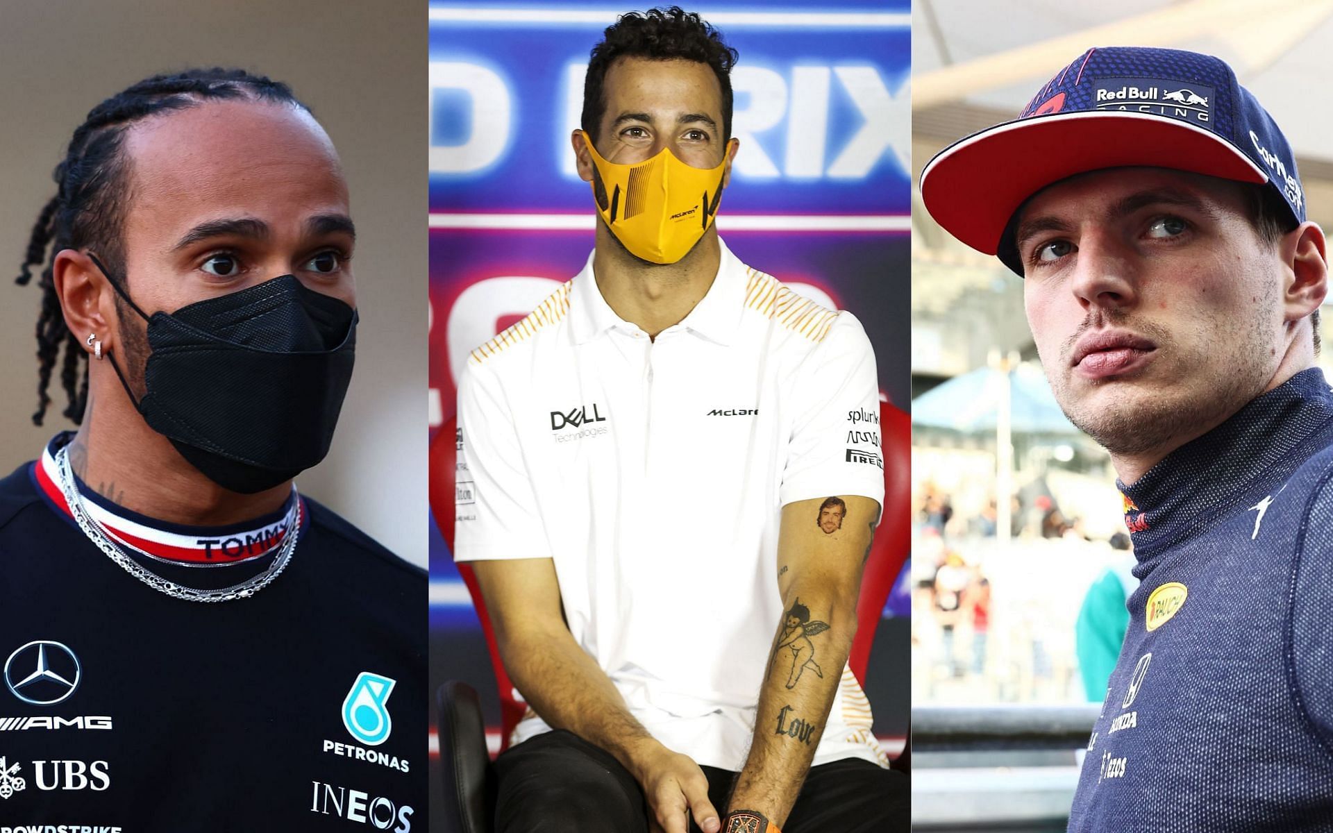 Daniel Ricciardo (centre) can&#039;t pick a title favorite between Lewis Hamilton (left) and Max Verstappen (right)