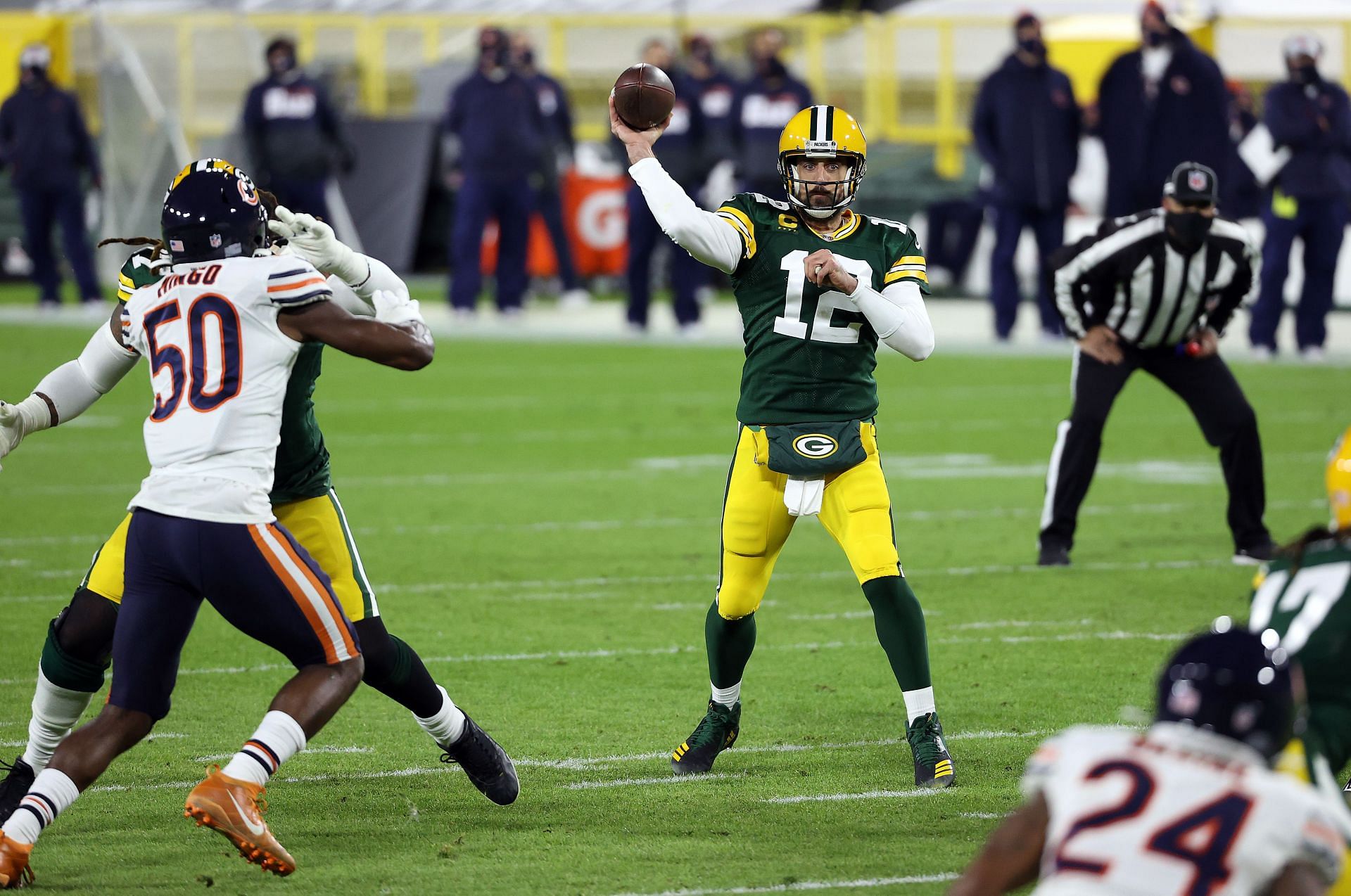 Green Bay Packers QB Aaron Rodgers versus the Chicago Bears