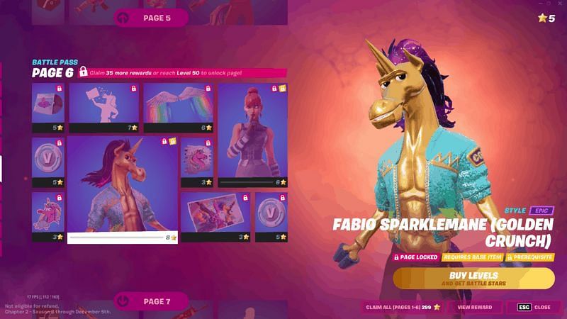 Each page has free rewards on it (Image via Epic Games)