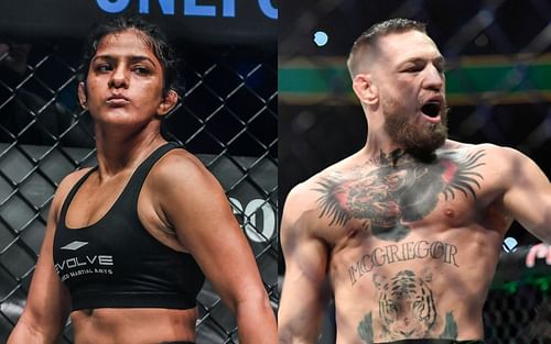 Ritu Phogat gets words of encouragement from Conor McGregor after her loss against Stamp Fairtex | Photo: ONE Championship & Getty Images