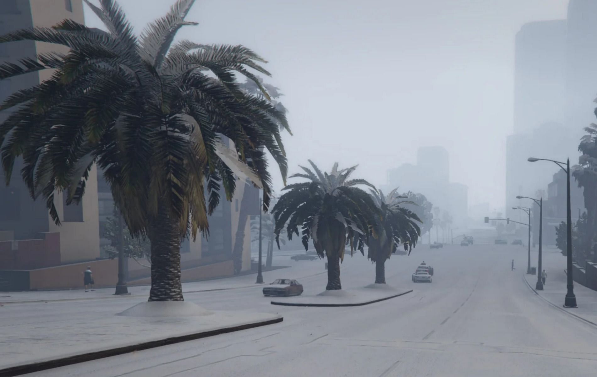 The entire map of GTA Online has been blanketed with snow (Image via GTA5-Mods)
