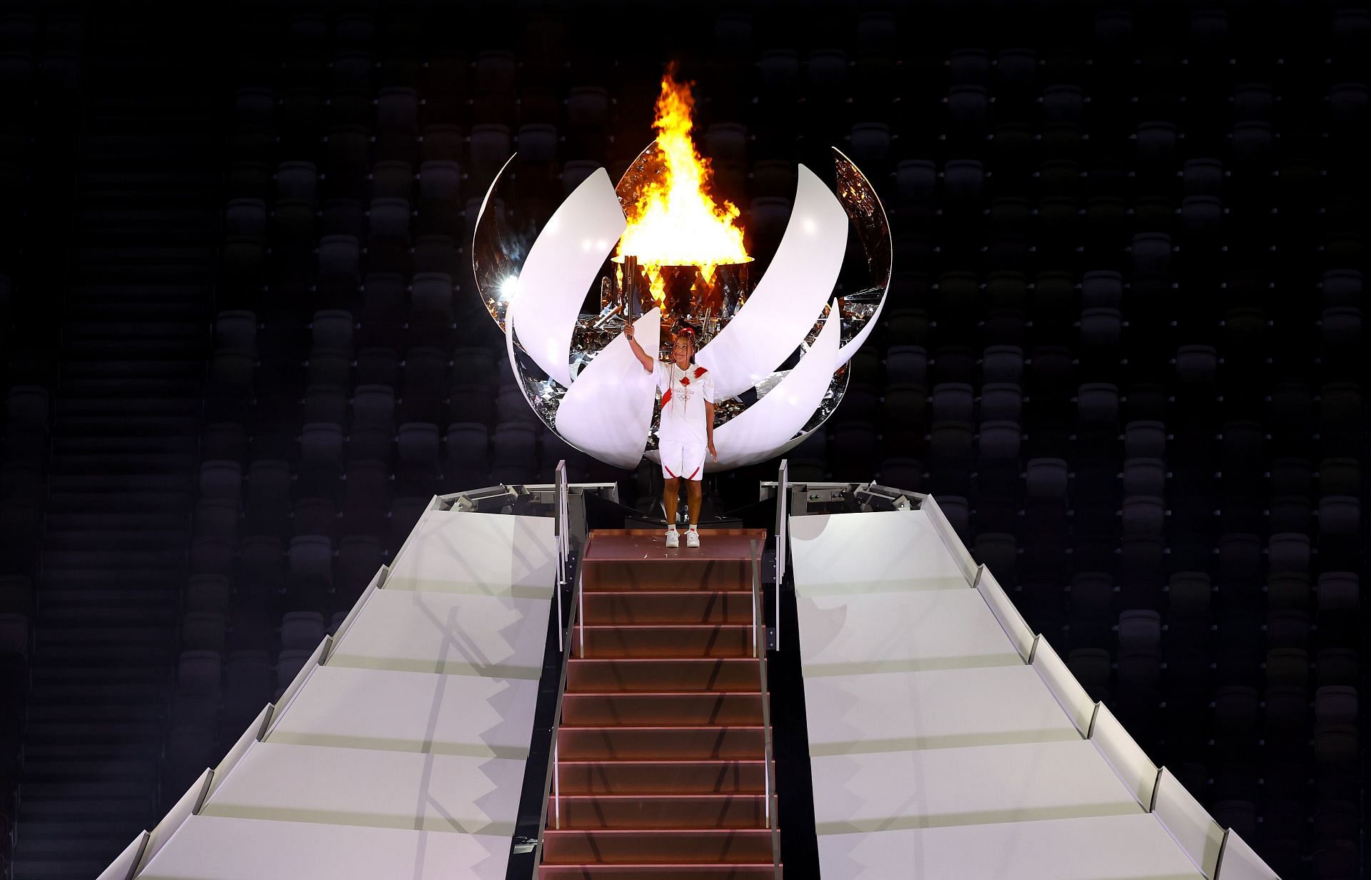 Naomi Osaka lit the Olympic cauldron, representing the whole of Japan