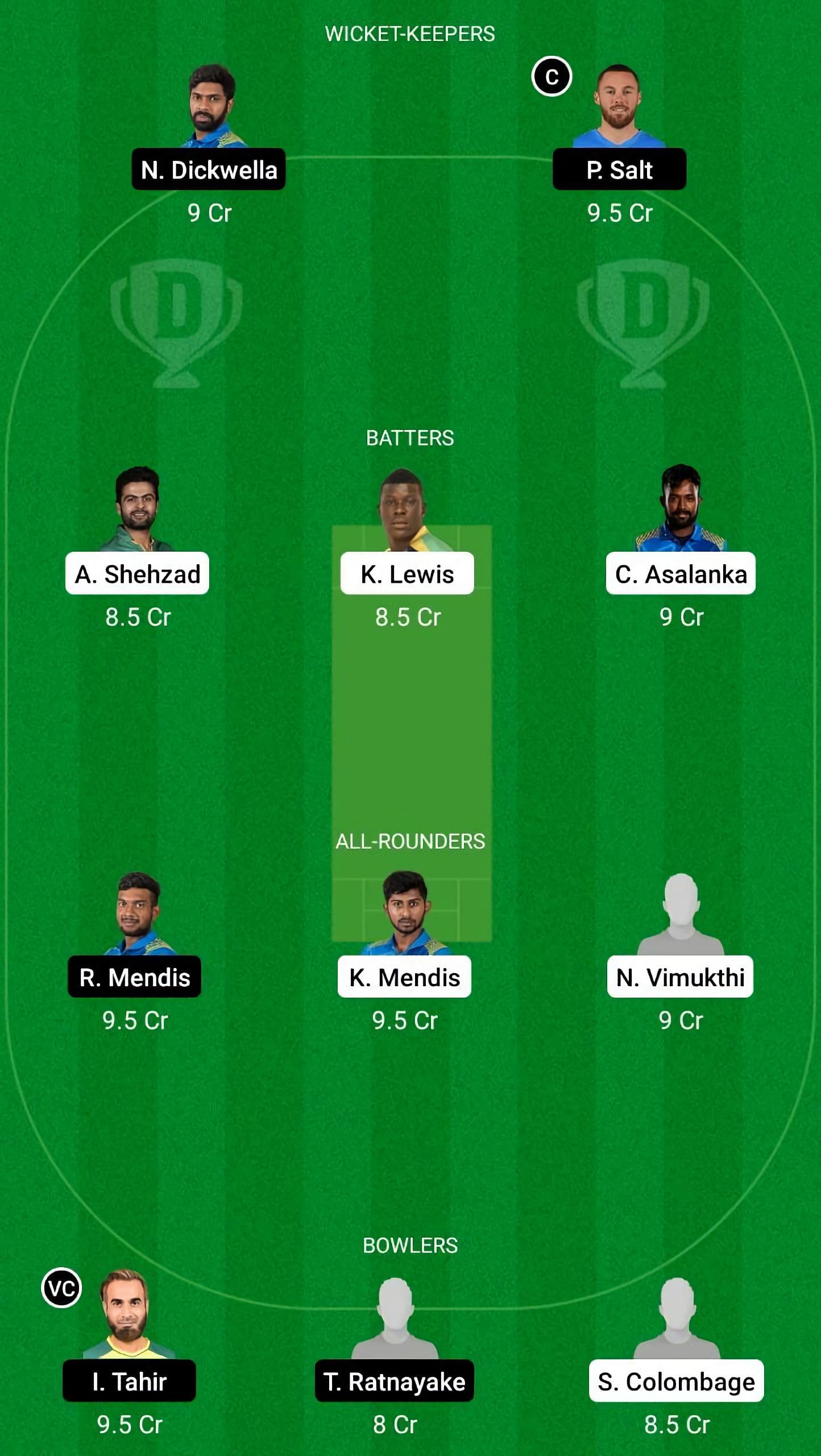 KW vs DG Dream11 Fantasy Suggestion #1