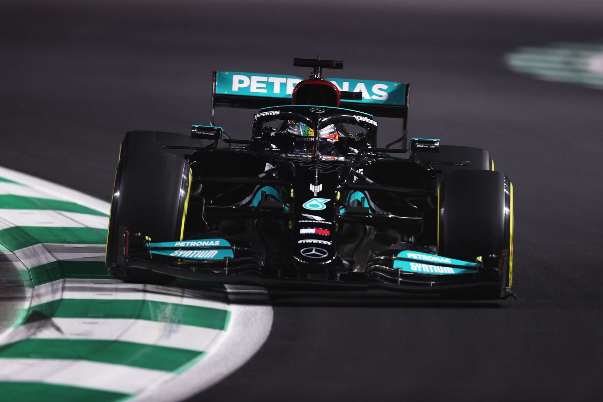 F1 Grand Prix of Saudi Arabia - Lewis Hamilton takes a fast right-hander during FP2.