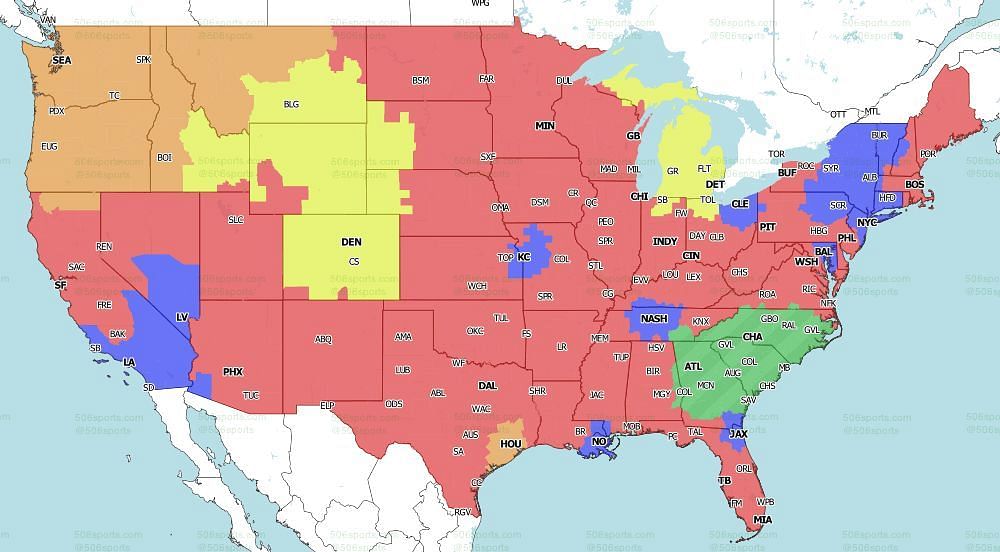 FOX Coverage Map for the games of Week 14