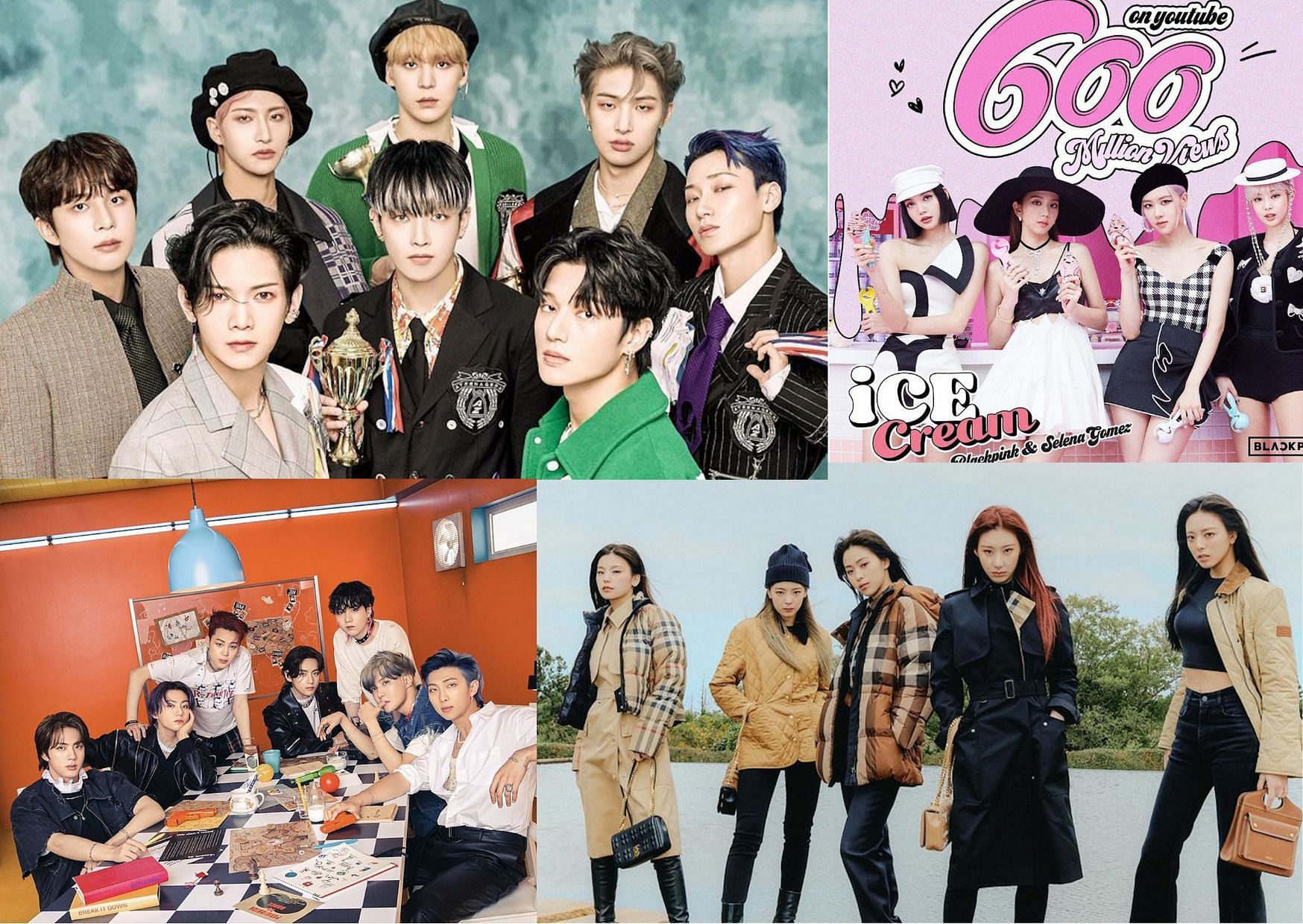 K-Pop bands BTS, BLACKPINK, ATEEZ, ITZY. (Images via Instagram/@bts.bighitofficial/@ateez_official_/@blackpinkofficial/@itzy.all.in.us)