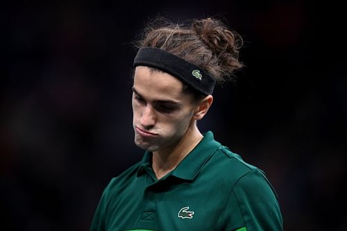 Pierre-Hugues Herbert during his match against Carlos Alcaraz at the 2021 Rolex Paris Masters