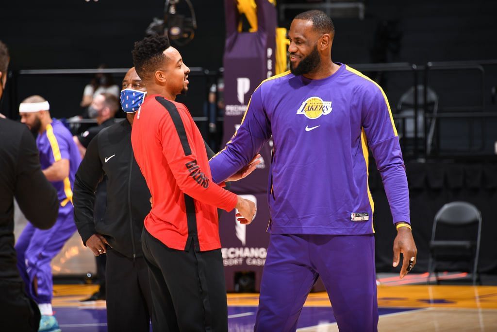 Like many in the NBA, LeBron James and CJ McCollum are fierce competitors on the court and good friends off of it [Photo: NBC Sports]