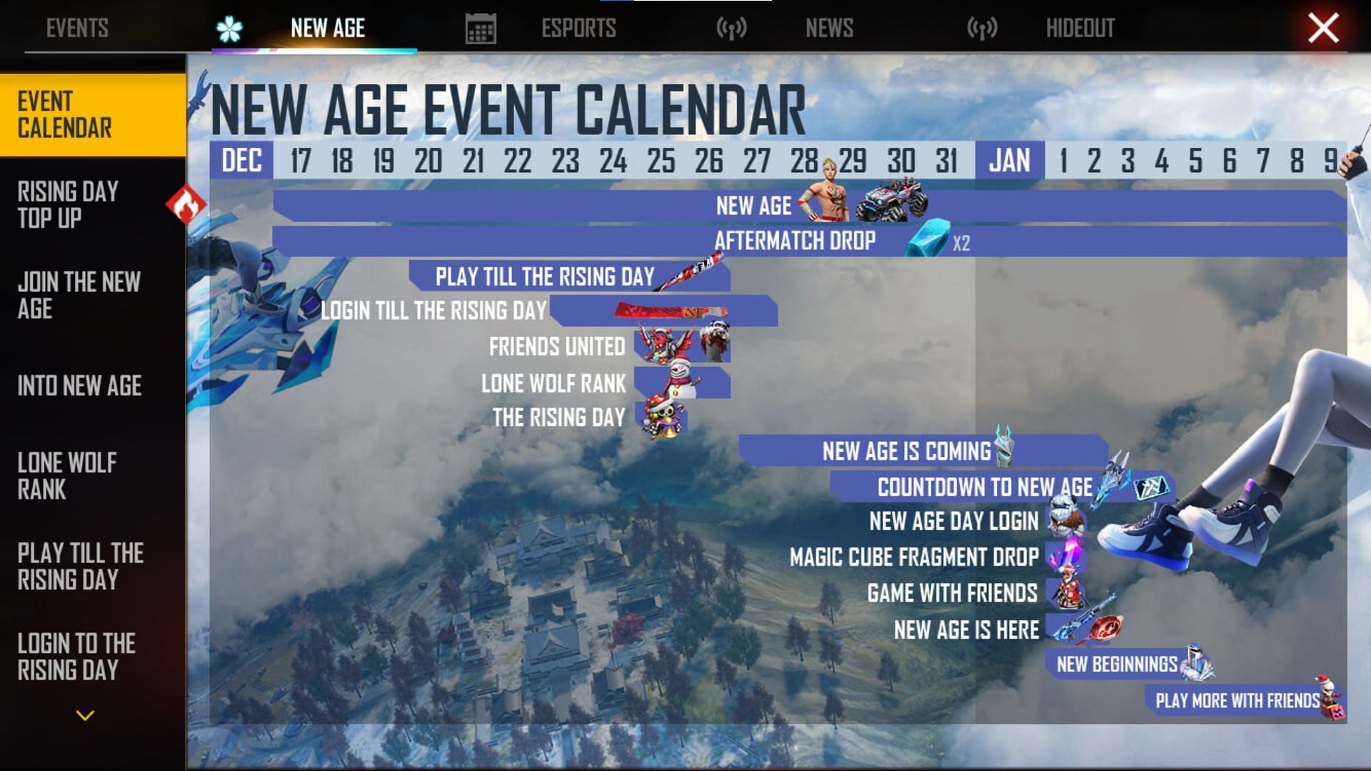 This is the event calendar (Image via Free Fire)