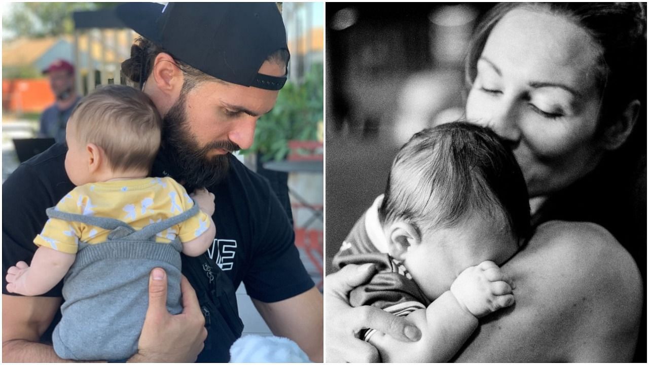 Seth Rollins and Becky Lynch with their baby daughter