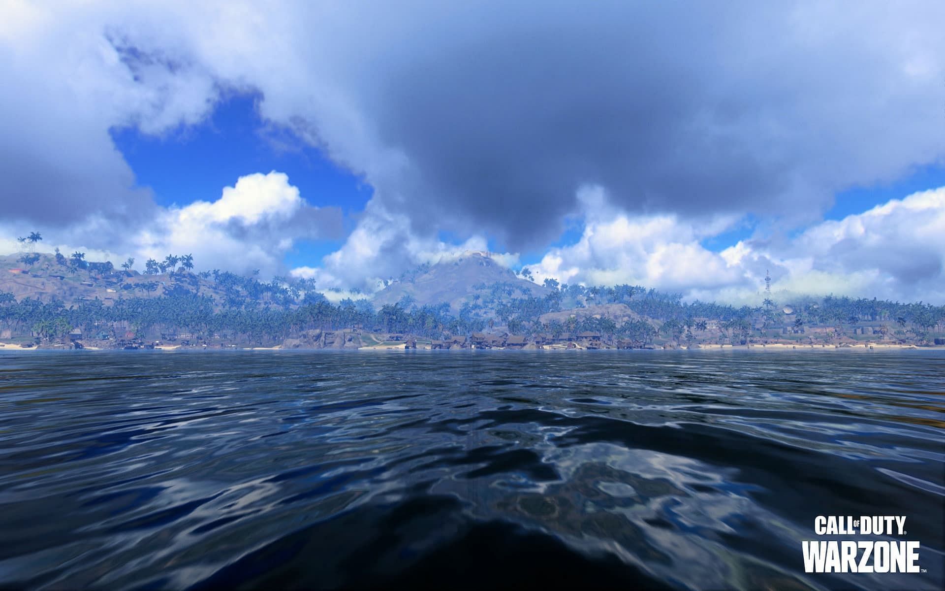 A look at the ocean surrounding Caldera in Call of Duty: Warzone Pacific. (Image via Activision)