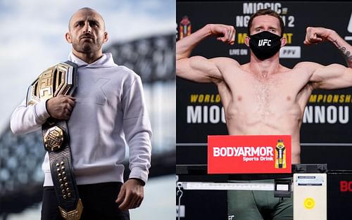 Australian mixed martial artists Alexander Volkanovski (left) and Jamie Mullarkey (right)