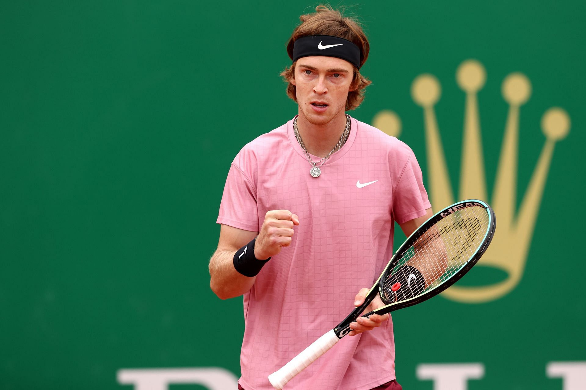 Andrey Rublev in action at the 2021 Monte-Carlo Masters.