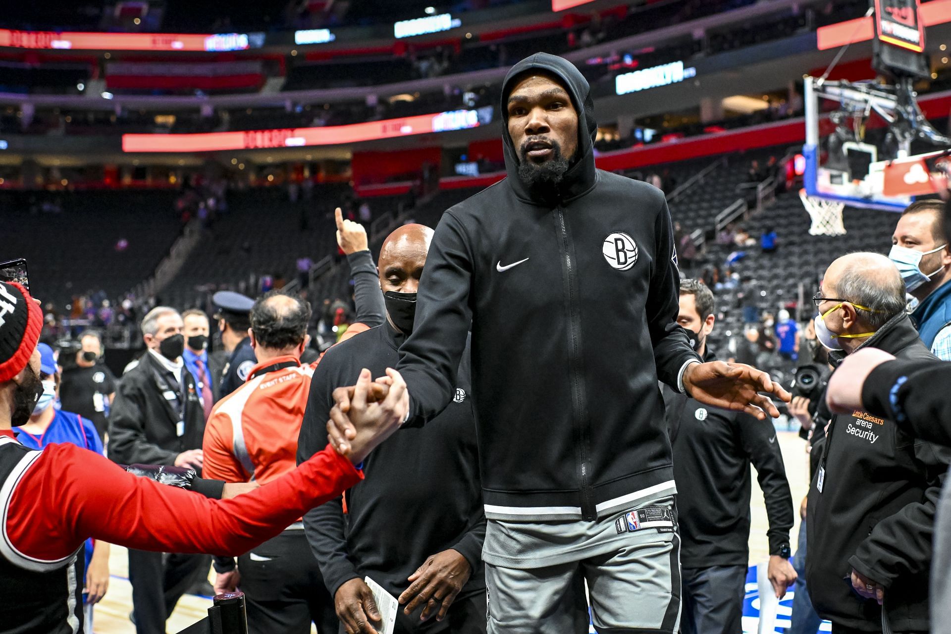 Brooklyn Nets star Kevin Durant leaving the court after dropping 51 on the Detroit Pistons