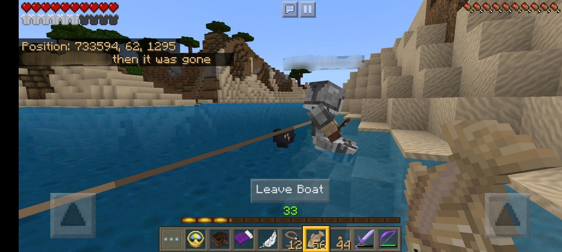 Boat disappearing whilst the player is sitting in it (Image via Mojang)