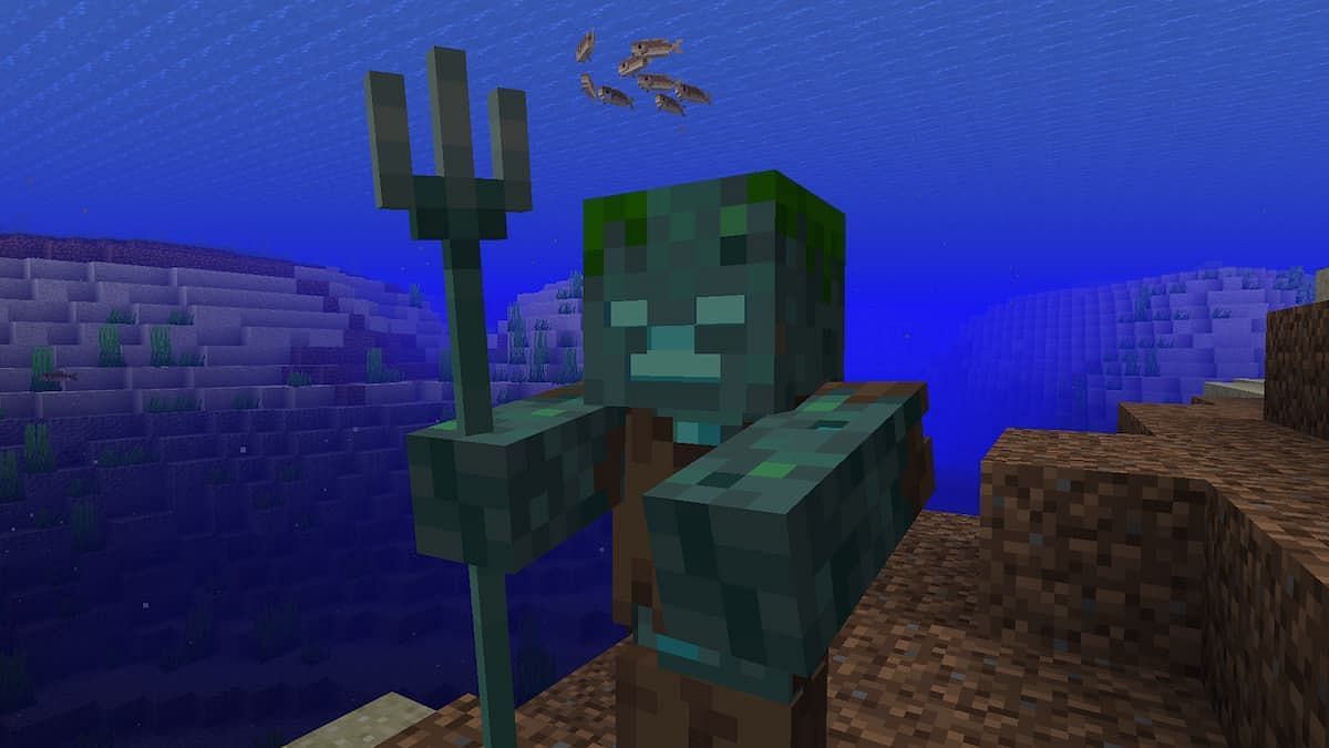 Drowned with a trident (Image via Minecraft)