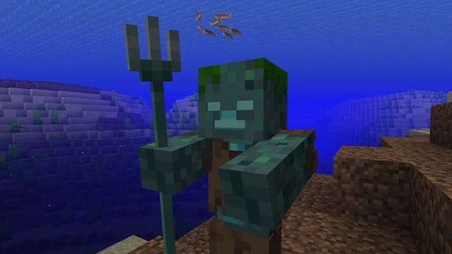 How to get a trident from a Drowned Zombie in Minecraft