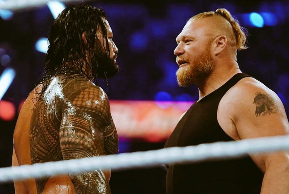 Roman Reigns and Brock Lesnar at SummerSlam 2021
