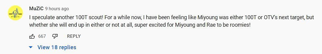 Fans getting excited about the prospect of 100T Miyoung (Image via JeruTV on YouTube)