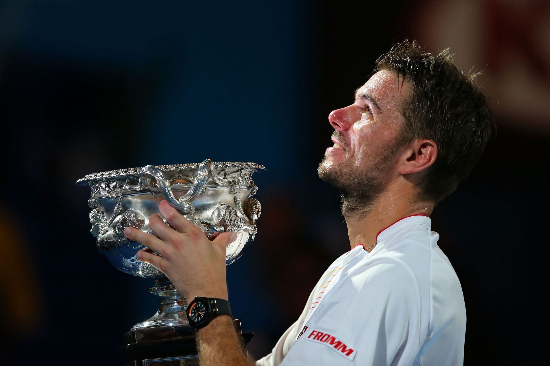 Stan Wawrinka celebrates winning the 2014 Australian Open