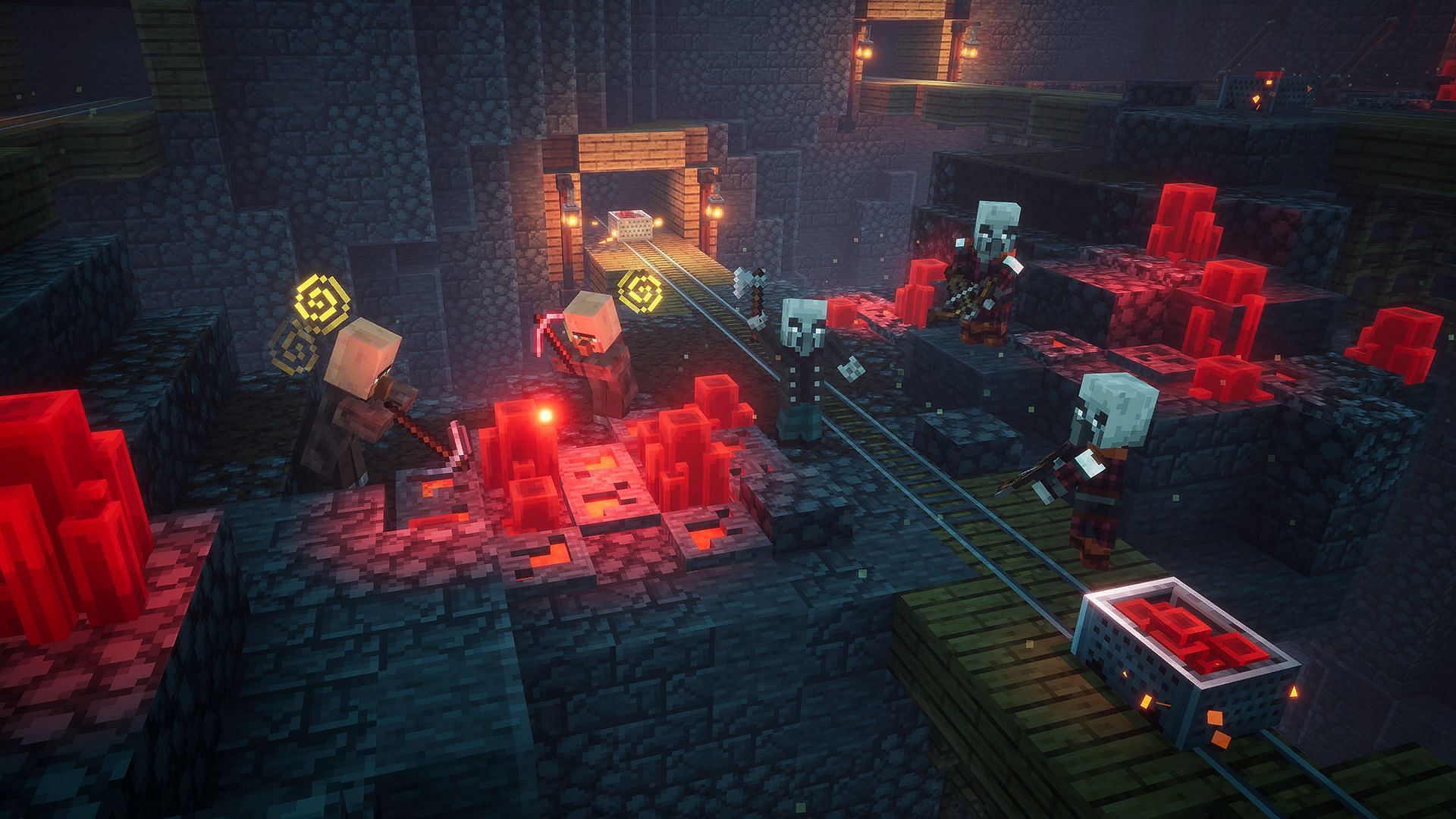 Mob spawners in the Redstone Mines make for quick and efficient slaying (Image via Mojang)