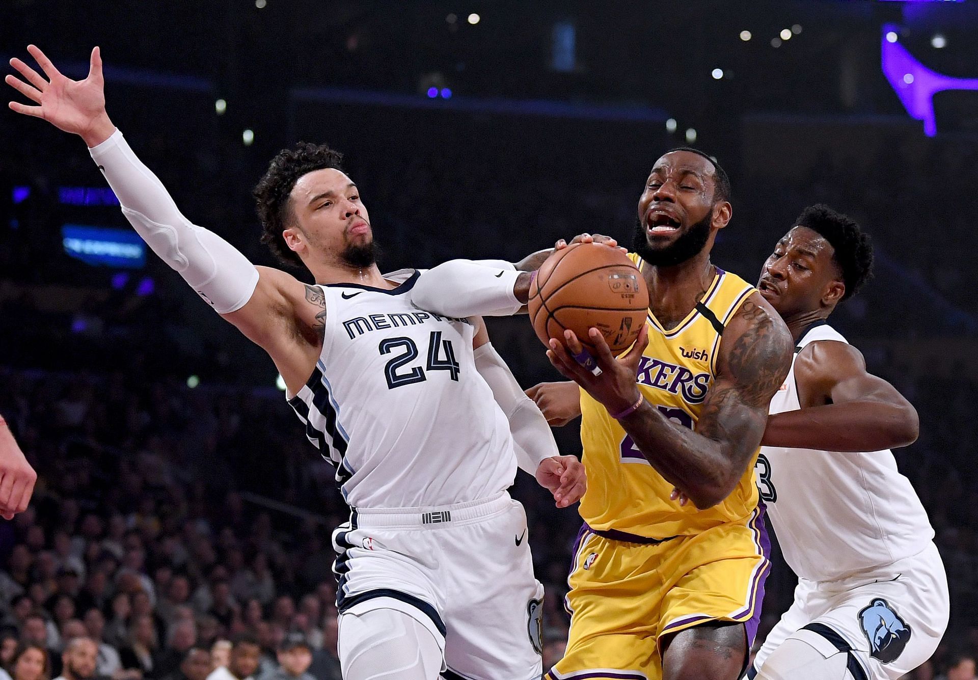LeBron James of the Los Angeles Lakers against the Memphis Grizzlies.