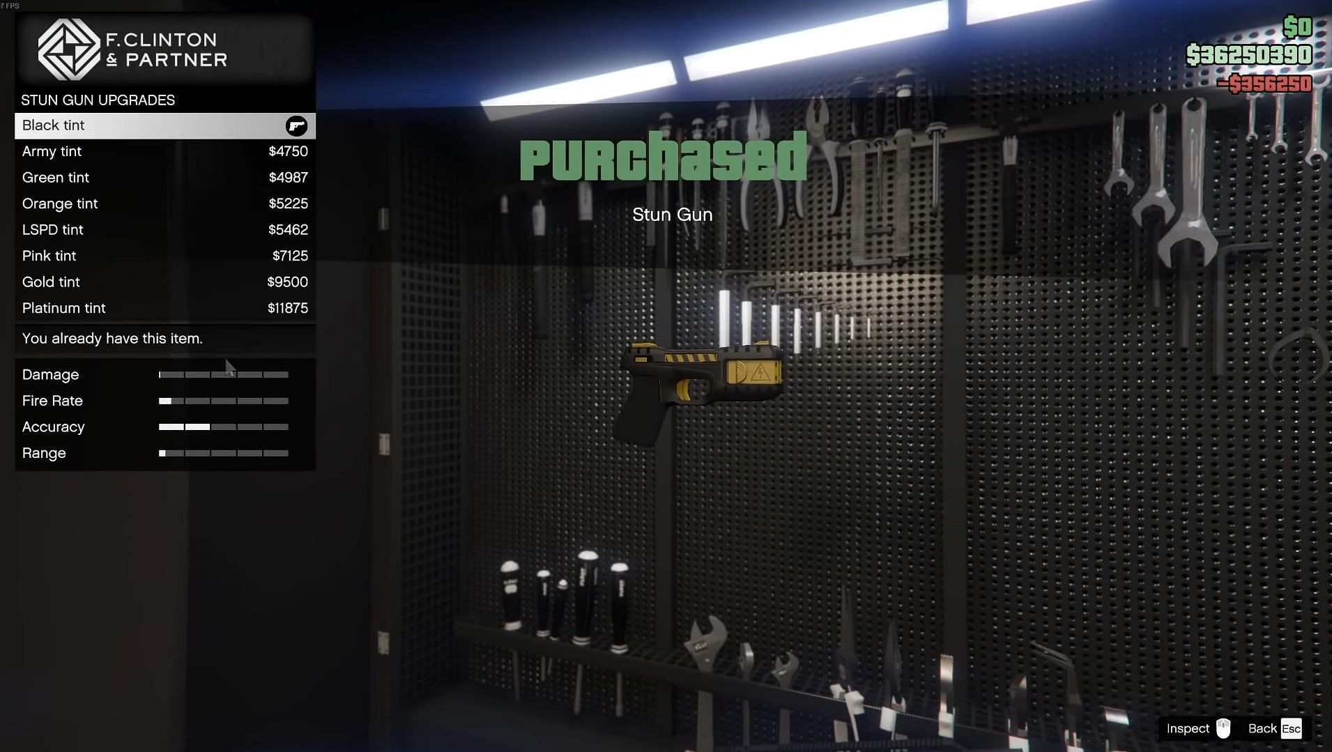A player purchases a stun gun (Image via Rockstar Games)