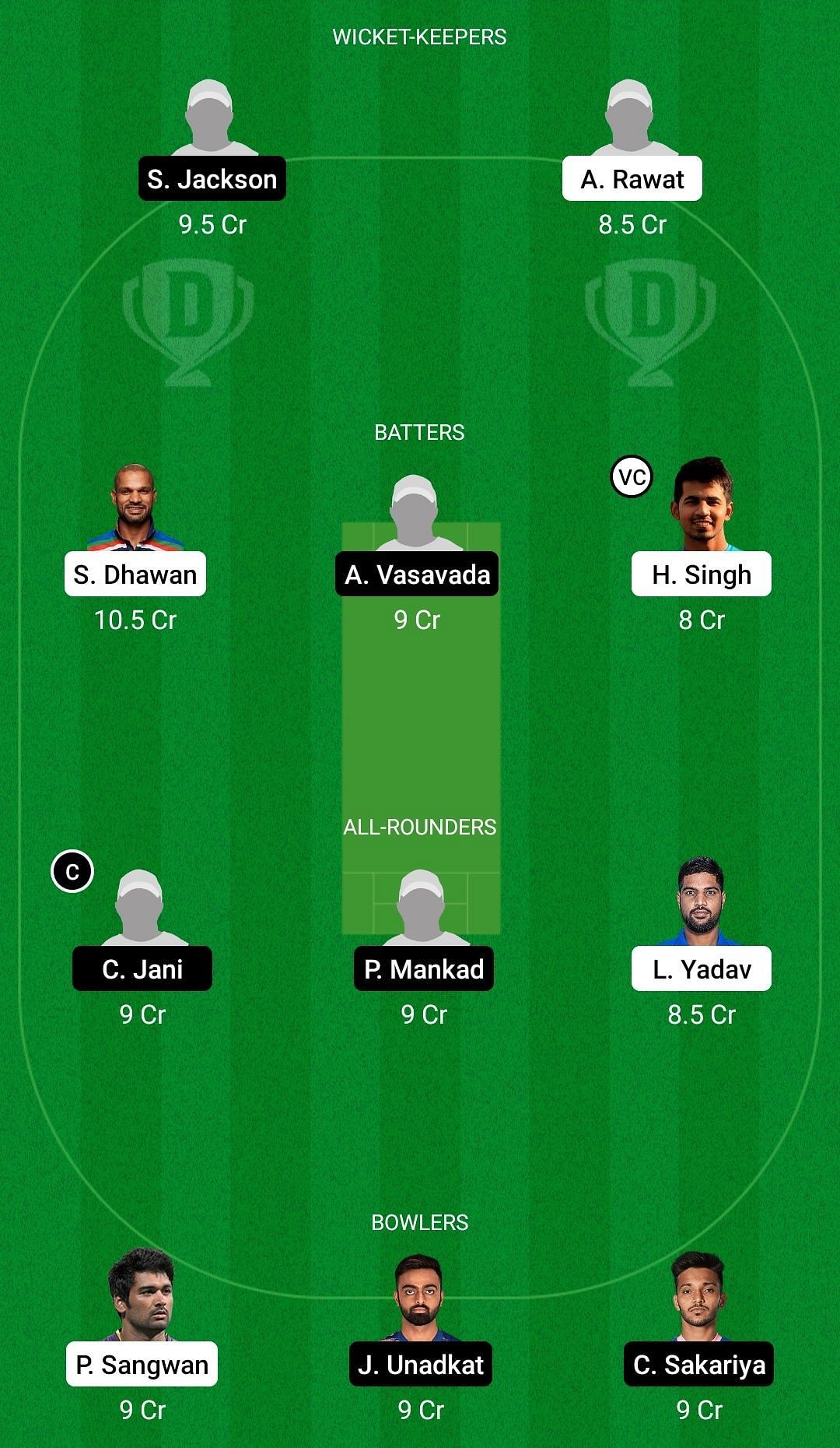 Dream11 Team for Delhi vs Saurashtra - Vijay Hazare Trophy 2021-22.