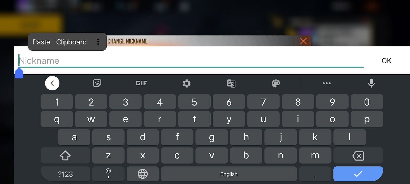 Paste the copied letters and the Unicode (Image via Garena Free Fire)
