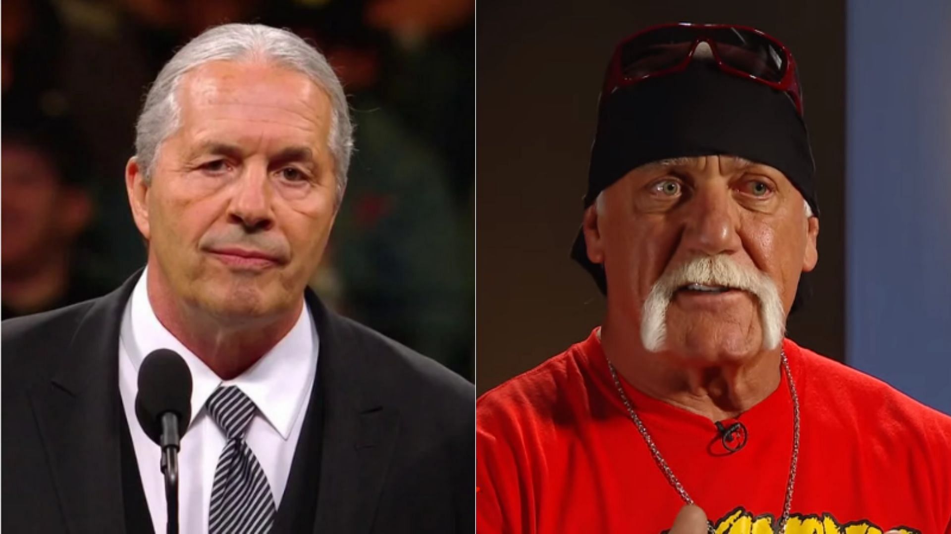 Bret Hart (left); Hulk Hogan (right)