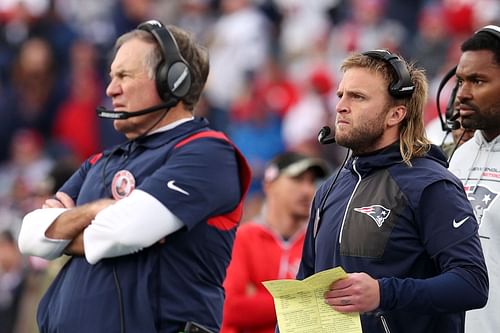 New England Patriots coaches Bill Belichick and Steve Belichick