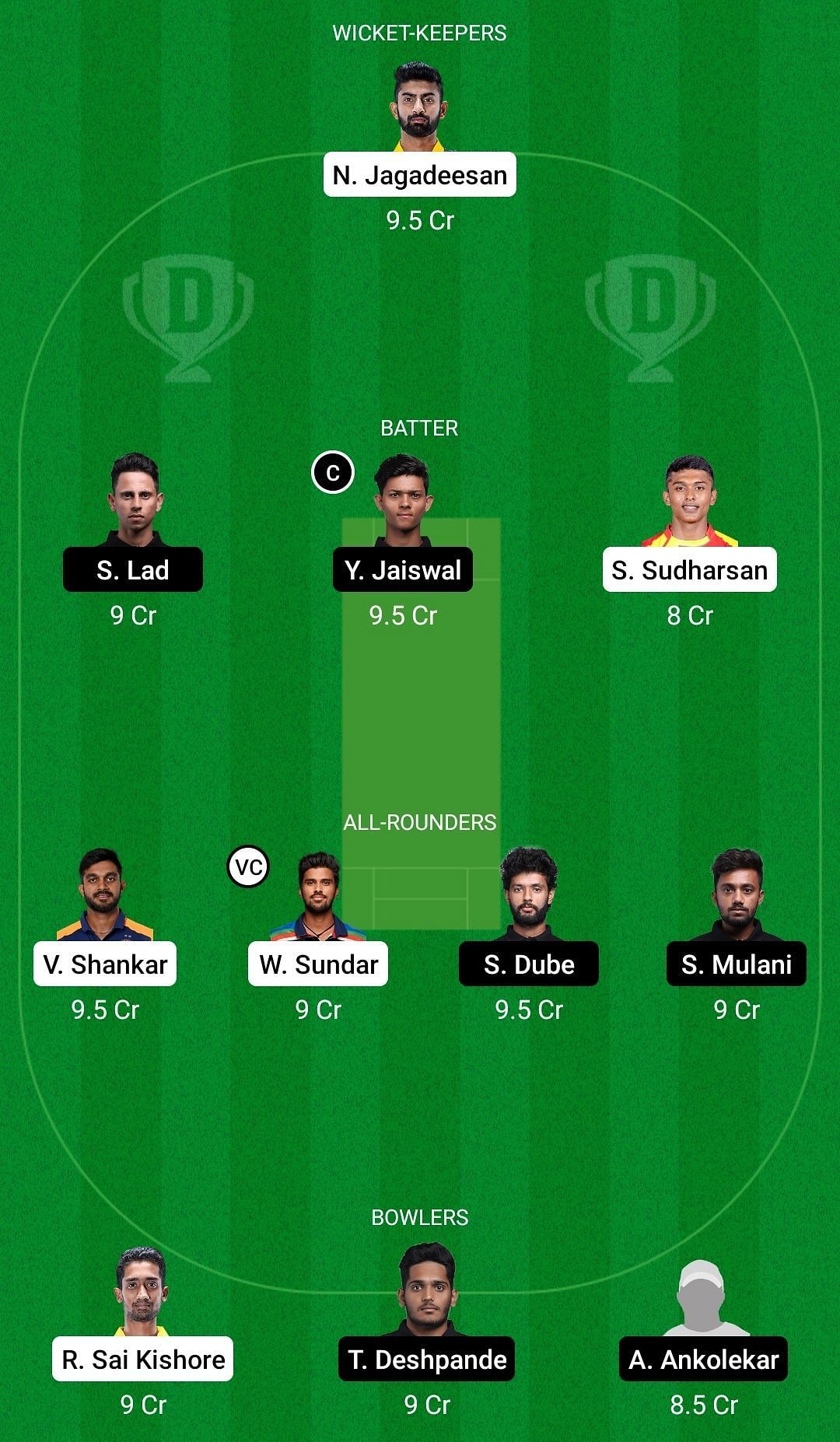 Dream11 Team for Tamil Nadu vs Mumbai - Vijay Hazare Trophy 2021-22.