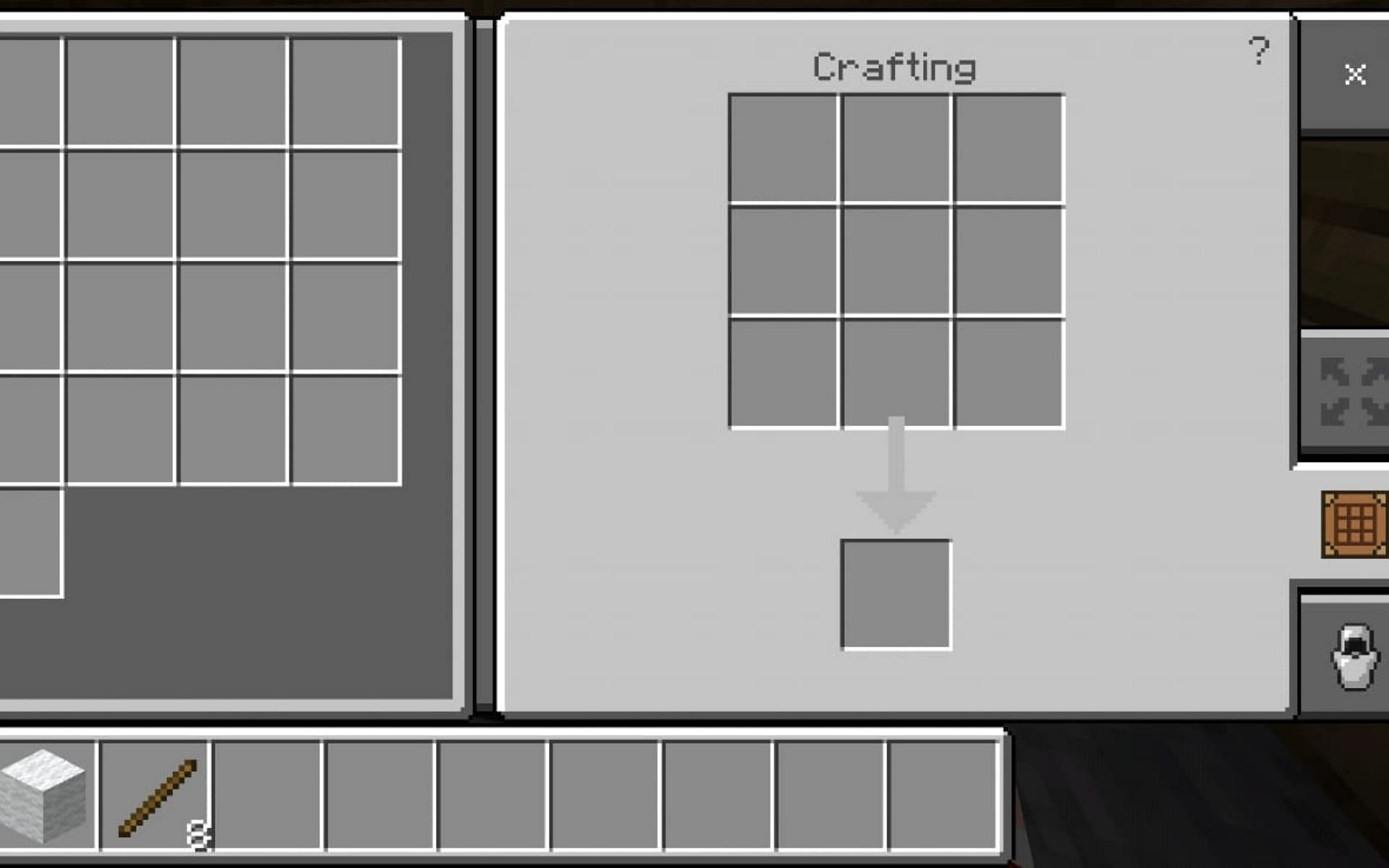 minecraft crafting table grid