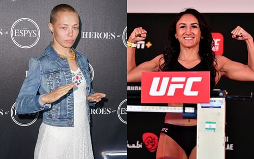 UFC women's strawweight champion Rose Namajunas (left) and Carla Esparza (right)