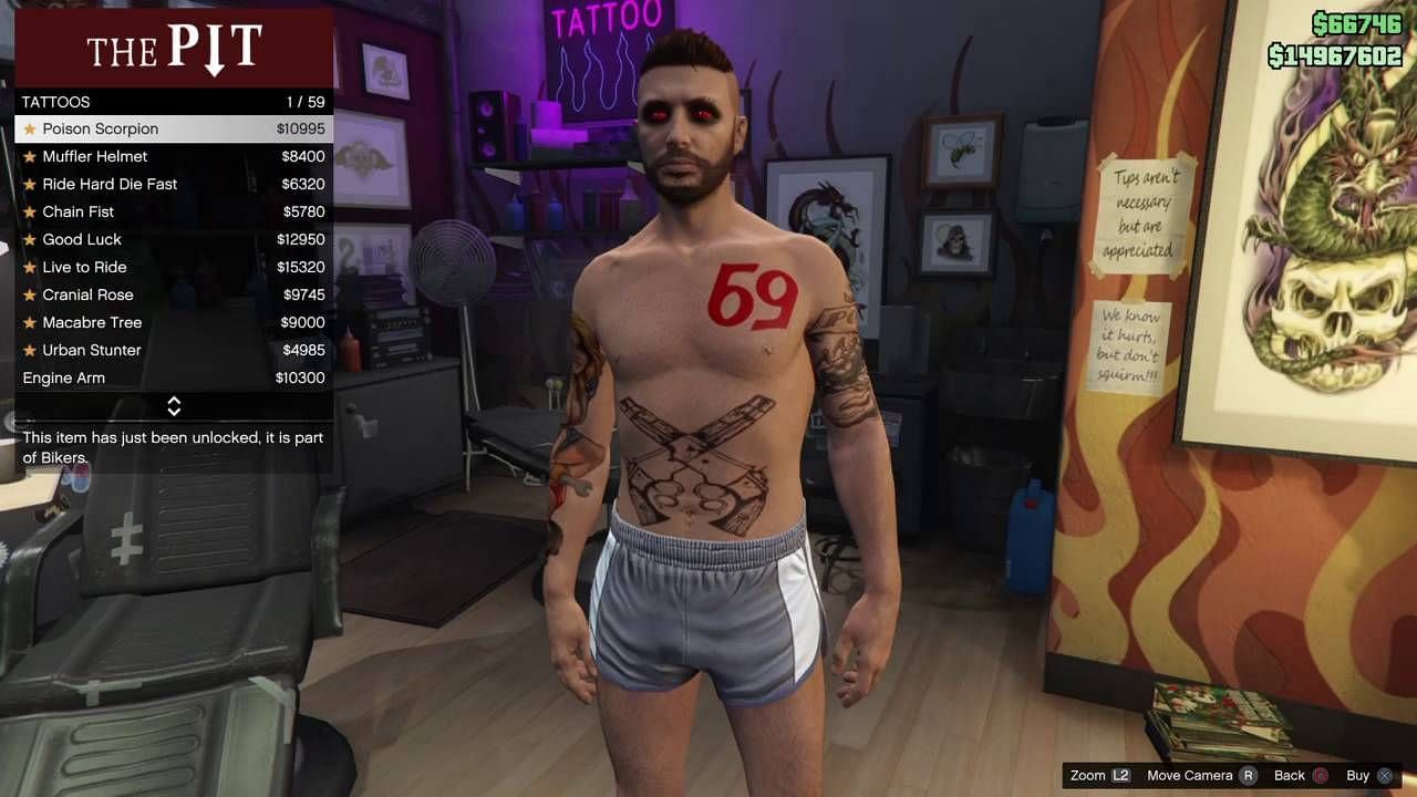 New tattoos are always exciting (Image via YouTube @Gta5 MERC)