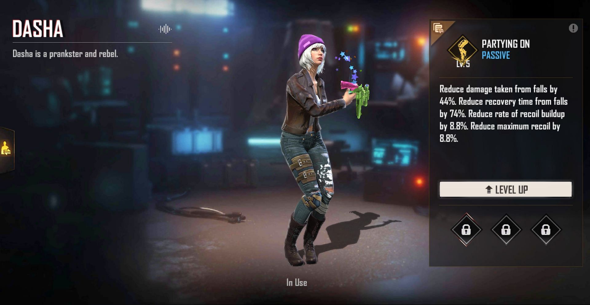 Dasha has the Partying On ability (Image via Free Fire)