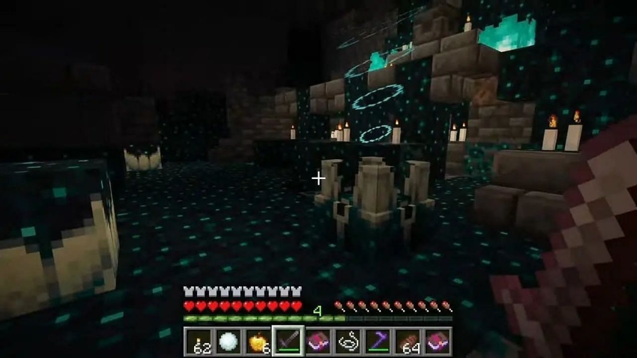 A sculk shrieker sounds off, summoning the Warden in a trailer for the deep dark biome (Image via Mojang)