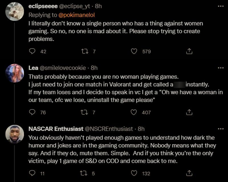 Discussion on the tweet 1/3 (Image via Pokimane/Twitter)