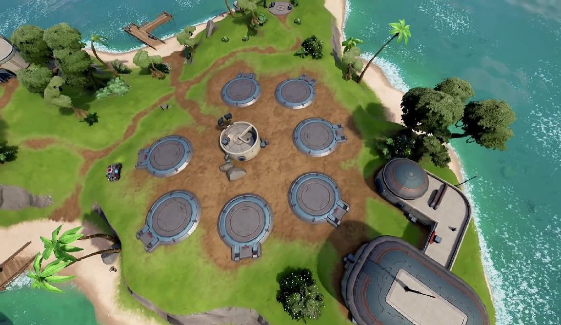 The Visitor&#039;s rockets spotted in Fortnite Chapter 3 Season 1 (Image via YouTube/postboxpat)