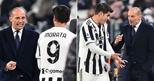 WATCH – Alvaro Morata involved in unpleasant touchline spat with Juventus manager Max Allegri