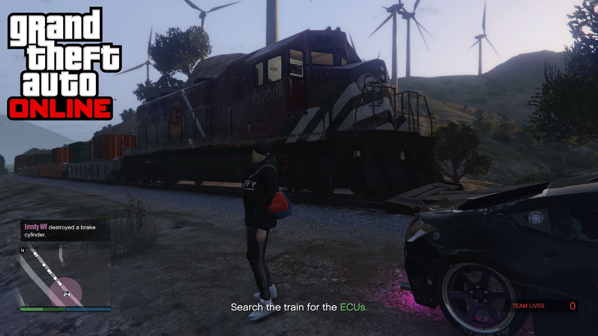 GTA Online players have performed a lot of antics in their attempt at boarding trains. Image via u/Barberz31 on Reddit.