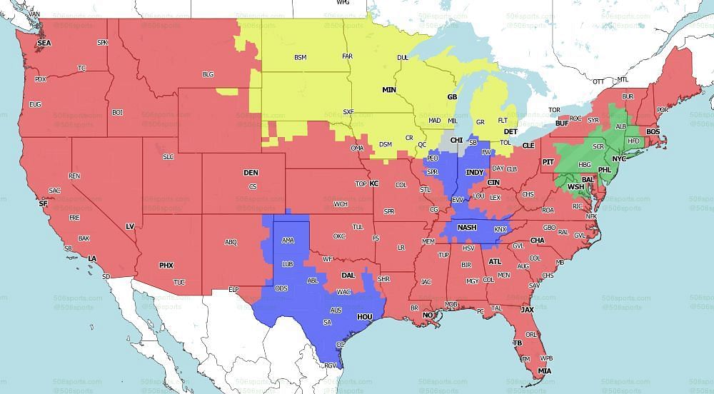 CBS Coverage Map for the games of Week 13