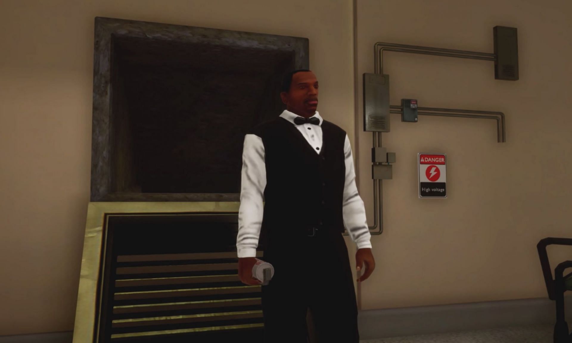 CJ is about to break the bank in the GTA Trilogy (Image via Rockstar Games)