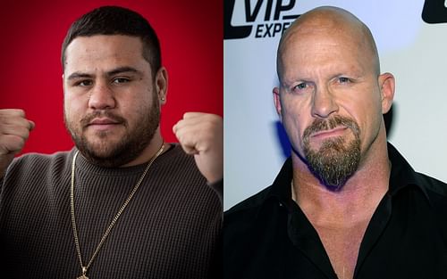 UFC heavyweight star Tai Tuivasa (left) and WWE legend Stone Cold Steve Austin (right)