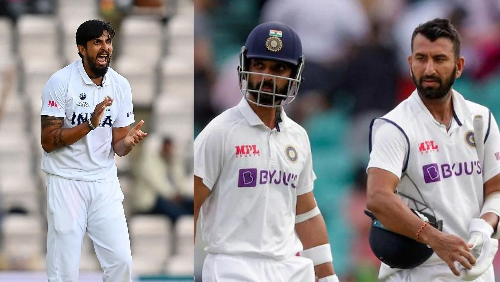 Ishant Sharma (L), Ajinkya Rahane, and Cheteshwar Pujara near the end of the rope of India careers.